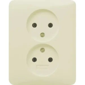 Gira wandcontactdoos 2-voudig zonder randaarde voor enkele inbouwdoos Standaard 55 creme glans (079801)