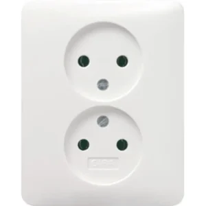 Gira wandcontactdoos 2-voudig zonder randaarde voor enkele inbouwdoos Standaard 55 wit glans (079803)