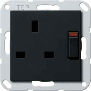 Gira system 55 wip met opdruk verwarmingsnoodschakelaar en controlevenster - zwart mat (3678005)