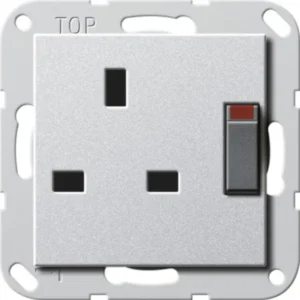 Gira wandcontactdoos British Standard verhoogde aanraakbeveiliging 13/250 s aluSysteem 55 (277826)