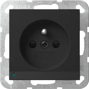 Gira wandcontactdoos penaarde Belgie verhoogde aanraakbeveiliging met LED orientatielicht Systeem 55 zwart mat (4489005)