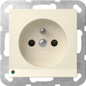 Gira wandcontactdoos penaarde Belgie verhoogde aanraakbeveiliging met LED orientatielicht Systeem 55 creme glans (448901)