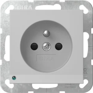 Gira wandcontactdoos penaarde Belgie verhoogde aanraakbeveiliging met LED orientatielicht Systeem 55 grijs mat (4489015)