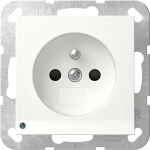 Gira wandcontactdoos penaarde Belgie verhoogde aanraakbeveiliging met LED orientatielicht Systeem 55 wit glans (448903)