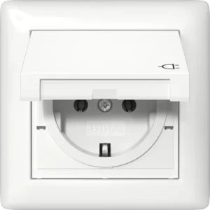 Gira wandcontactdoos randaarde klapdeksel IP44 compleet Systeem 55 wit glans (415703)