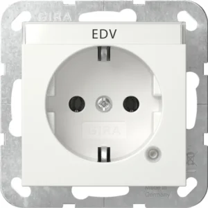Gira wandcontactdoos randaarde met controlelamp en tekstkader System 55 wit glans (445203)
