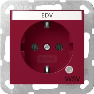 Gira wandcontactdoos randaarde met controlelamp en tekstkader System 55 rood (4452108)