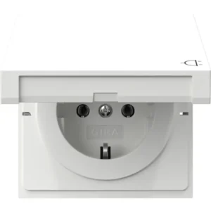 Gira wandcontactdoos randaarde met klapdeksel F100 wit glans (445470)