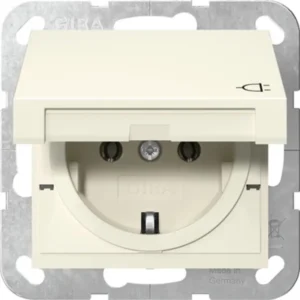 Gira wandcontactdoos randaarde met klapdeksel Systeem 55 creme glans (445401)