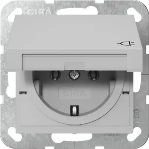 Gira wandcontactdoos randaarde met klapdeksel Systeem 55 grijs mat (4454015)