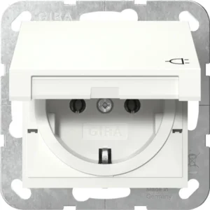 Gira wandcontactdoos randaarde met klapdeksel Systeem 55 wit mat (445427)