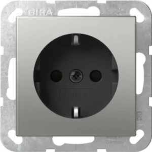 Gira wandcontactdoos randaarde met klauwbevestiging Systeem 55 edelstaal (4188600)