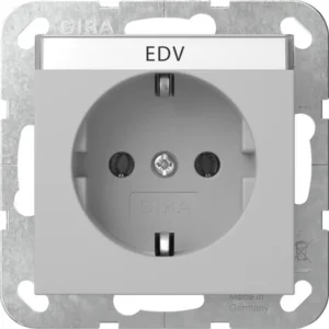 Gira wandcontactdoos randaarde met tekstkader Systeem 55 grijs mat (4457015)
