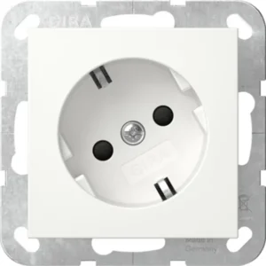 Gira wandcontactdoos randaarde met verhoogde aanraakbeveiliging 30 graden gedraaid Systeem 55 wit mat (441827)