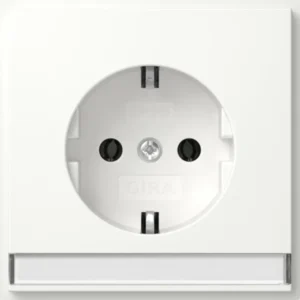 Gira wandcontactdoos randaarde met verhoogde aanraakbeveiliging en tekstkader TX44 wit (446266)