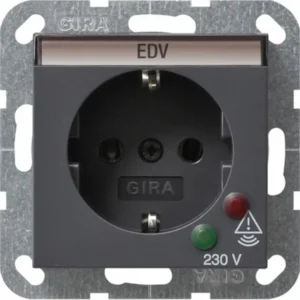 Gira stopcontact randaarde met tekstkader - antraciet (45128)