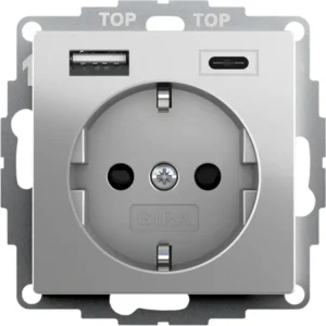 Gira wandcontactdoos randaarde USB-A en USB-C met verhoogde aanraakbeveiliging Systeem edelstaal (2459600)