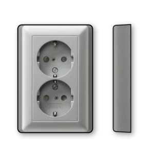 Gira wandcontactdoos randaarde verhoogde aanraakbeveiliging 2-voudig voor enkele inbouwdoos Systeem 55 aluminium mat (078326)