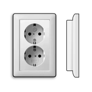 Gira wandcontactdoos randaarde verhoogde aanraakbeveiliging 2-voudig voor enkele inbouwdoos Systeem 55 wit mat (273127)
