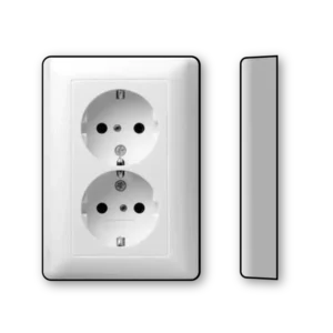 Gira wandcontactdoos randaarde verhoogde aanraakbeveiliging 2-voudig voor enkele inbouwdoos Systeem 55 wit glans (078303)