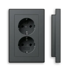 Gira wandcontactdoos randaarde verhoogde aanraakbeveiliging 2-voudig voor enkele inbouwdoos Systeem 55 antraciet mat (273128)