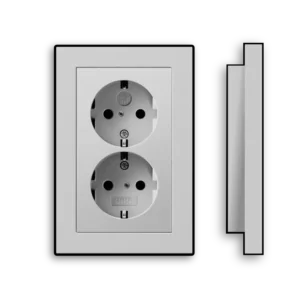 Gira wandcontactdoos randaarde verhoogde aanraakbeveiliging 2-voudig voor enkele inbouwdoos Systeem 55 grijs mat (2731015)