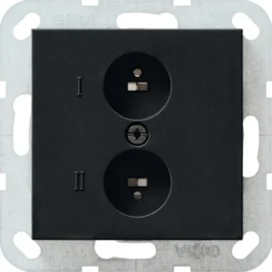 Gira wandcontactdoos stereo-ldspr Systeem 55 zwart (0402005)