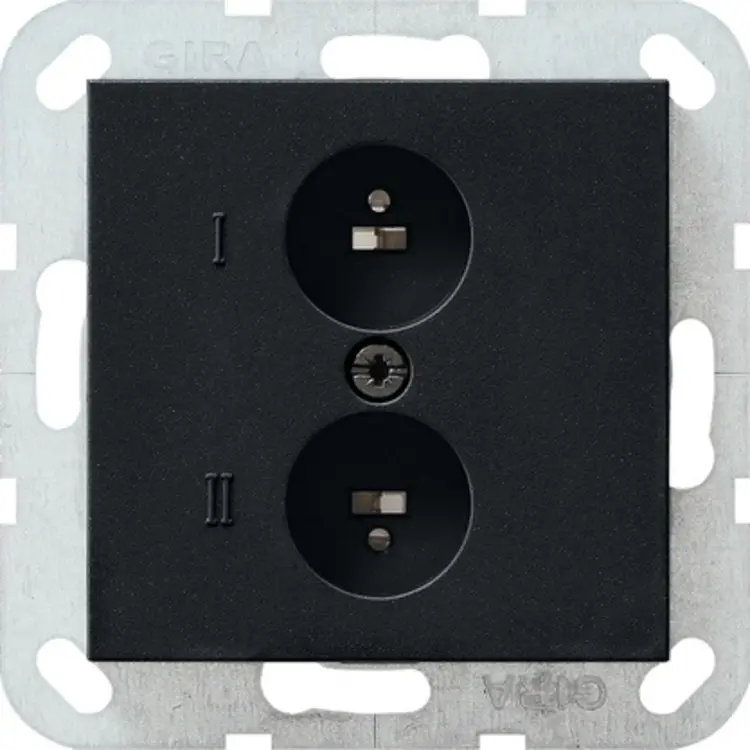 Gira wandcontactdoos stereo-ldspr Systeem 55 zwart (0402005)