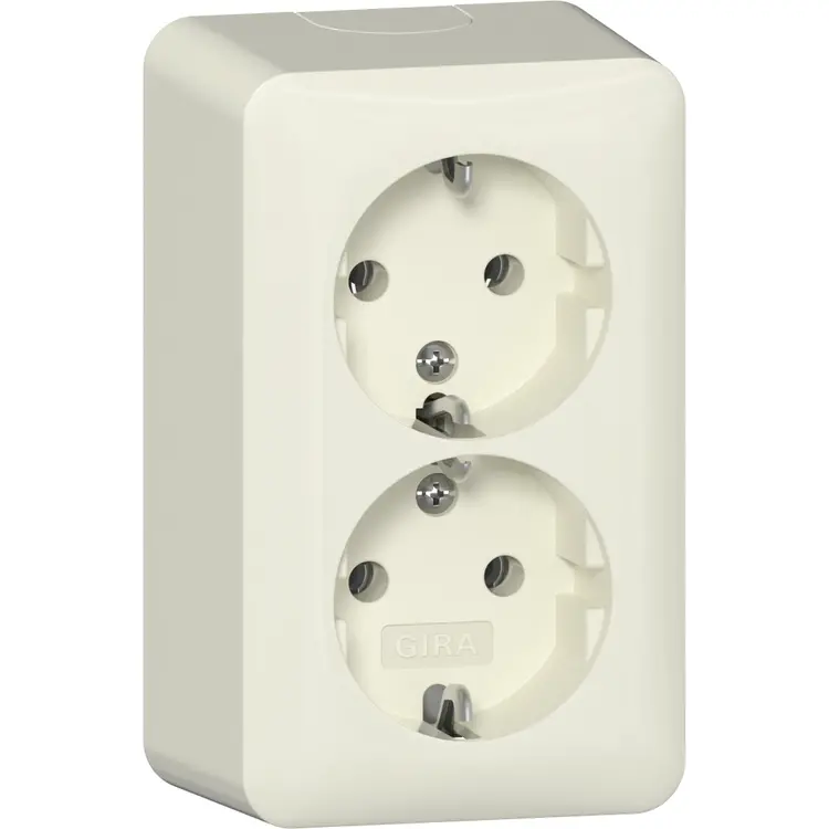 Gira ob droog stopcontact met randaarde 2-voudig 16A 250V - zuiver wit glanzend (478013)