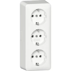 Gira ob droog stopcontact met randaarde 3-­voudig 16A 250V - zuiver wit glanzend (478913)