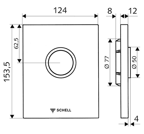 Schell Edition bedieningsplaat v urinoir chroom - 028000699 - Afbeelding 2