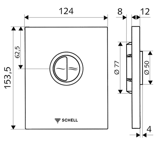 Schell Edition Eco bedieningsplaat dualflush voor closet inbouwspoelkraan compact II kunststof chroom - 028040699 - Afbeelding 2