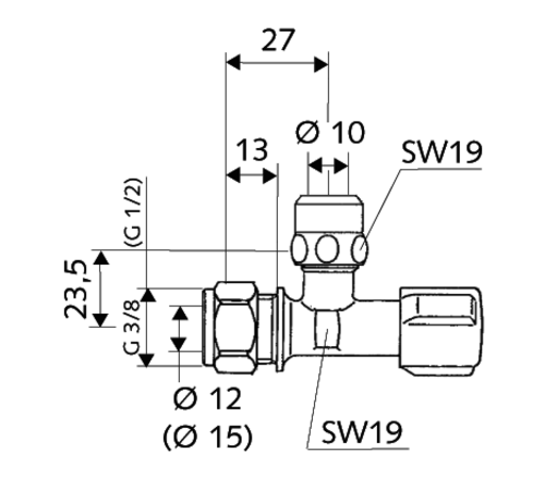 Schell wastafelhoekstopkraan chroom - 050390699 - Afbeelding 2