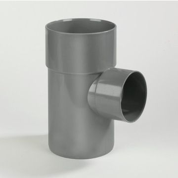 Dyka Verloop T-stuk 2 x mof/1 x spie 87,5° - PVC Verloop T-stuk 90x75mm 2x lijmmof/ 1x spie 90° grijs