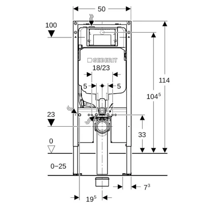 Geberit Duofix wandcloset element 114 cm met Sigma (UP720) inbouwreservoir 8 cm - 111.794.00.2 - Afbeelding 4
