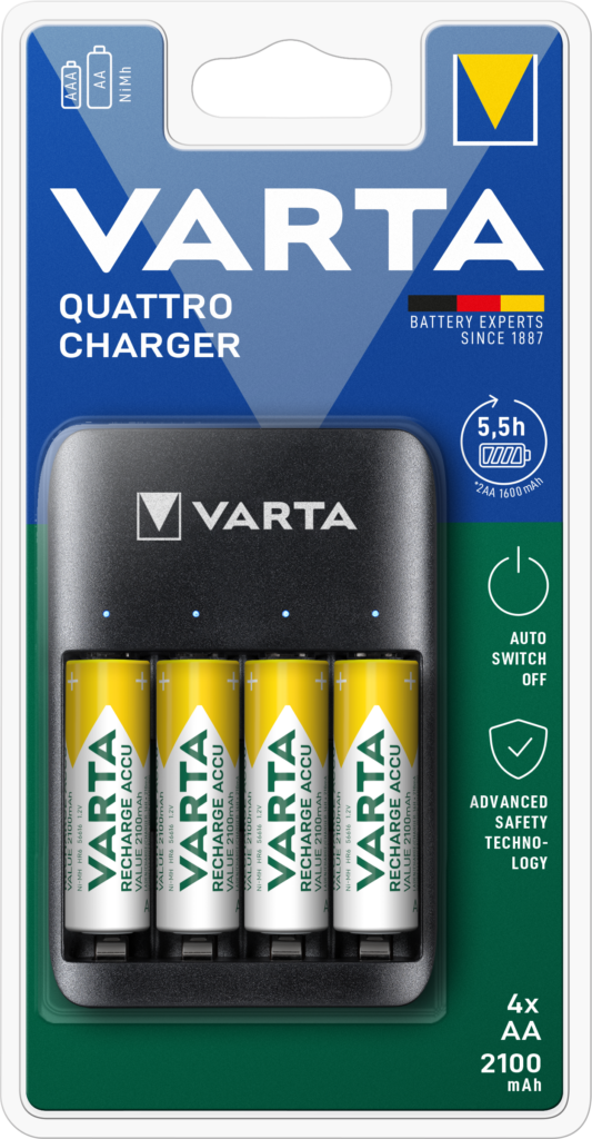 VARTA USB Batterijlader voor AA en AAA Ni-MH Batterijen – Inclusief 4x AA 2100 mAh - 57652101451